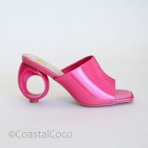 Ninety Union Jloo Pink Sandal Heels Size 9 Square Toe Y2K Statement Bold Trendy